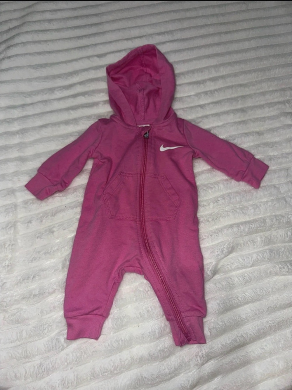 Nike Hot Pink Hooded Baby One-Piece Zip Romper